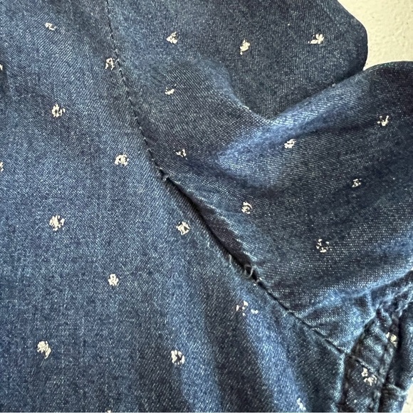 Seven7 Snap Down Blouse Women's Size Large Dark Blue Glitter Dots Western Style - Picture 7 of 10